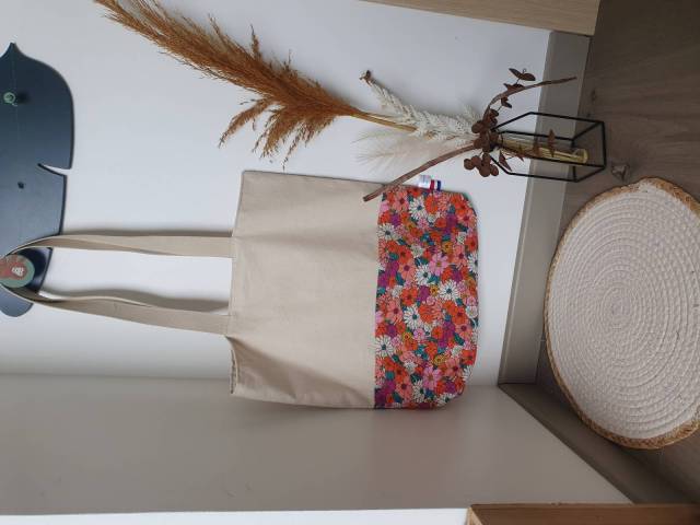 Tote bag fleurs multicouleurs