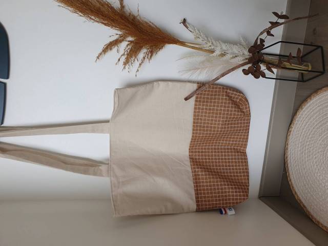 Tote bag Carreaux camel