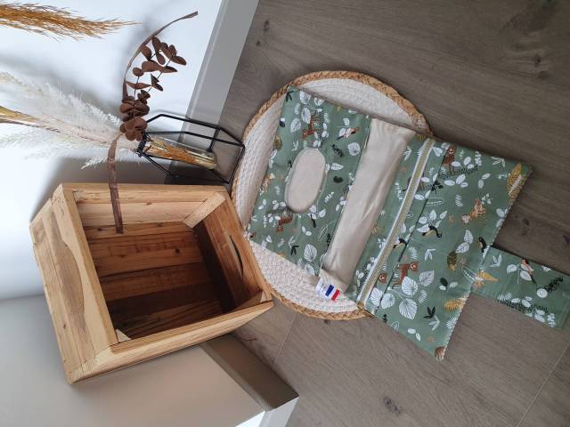 velours beige/animaux de la jungle